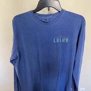 Comfort Colors Long Sleeve Tee in Blue with Turquoise Logo